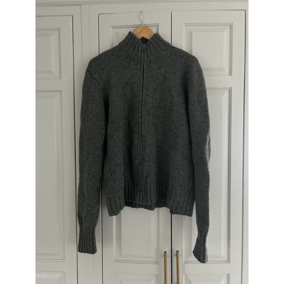 Vintage Polo Ralph Lauren Cardigan Sweater Mens Medium Gray Wool Zip Pockets - Picture 2 of 4